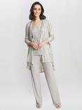 Gina Bacconi Mabel Three Piece Jacquard Trouser Suit, Champagne