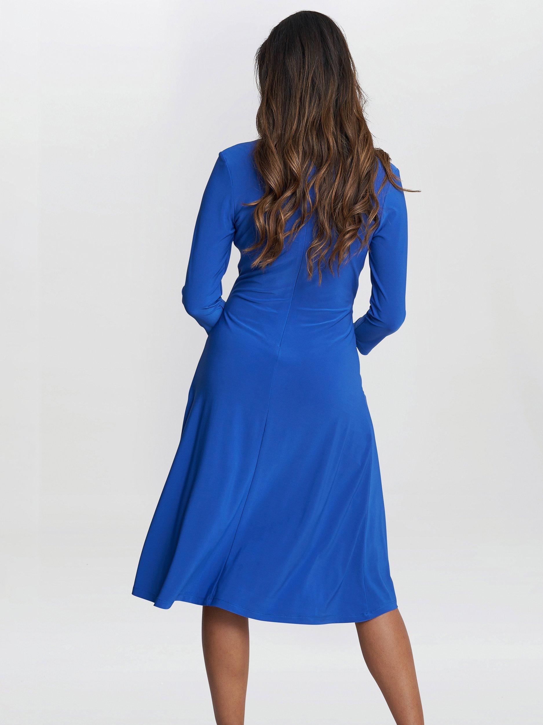 Product image 2 of 5, which shows Gina Bacconi Antonia Twist Detail Jersey Dress, Cobalt, 20