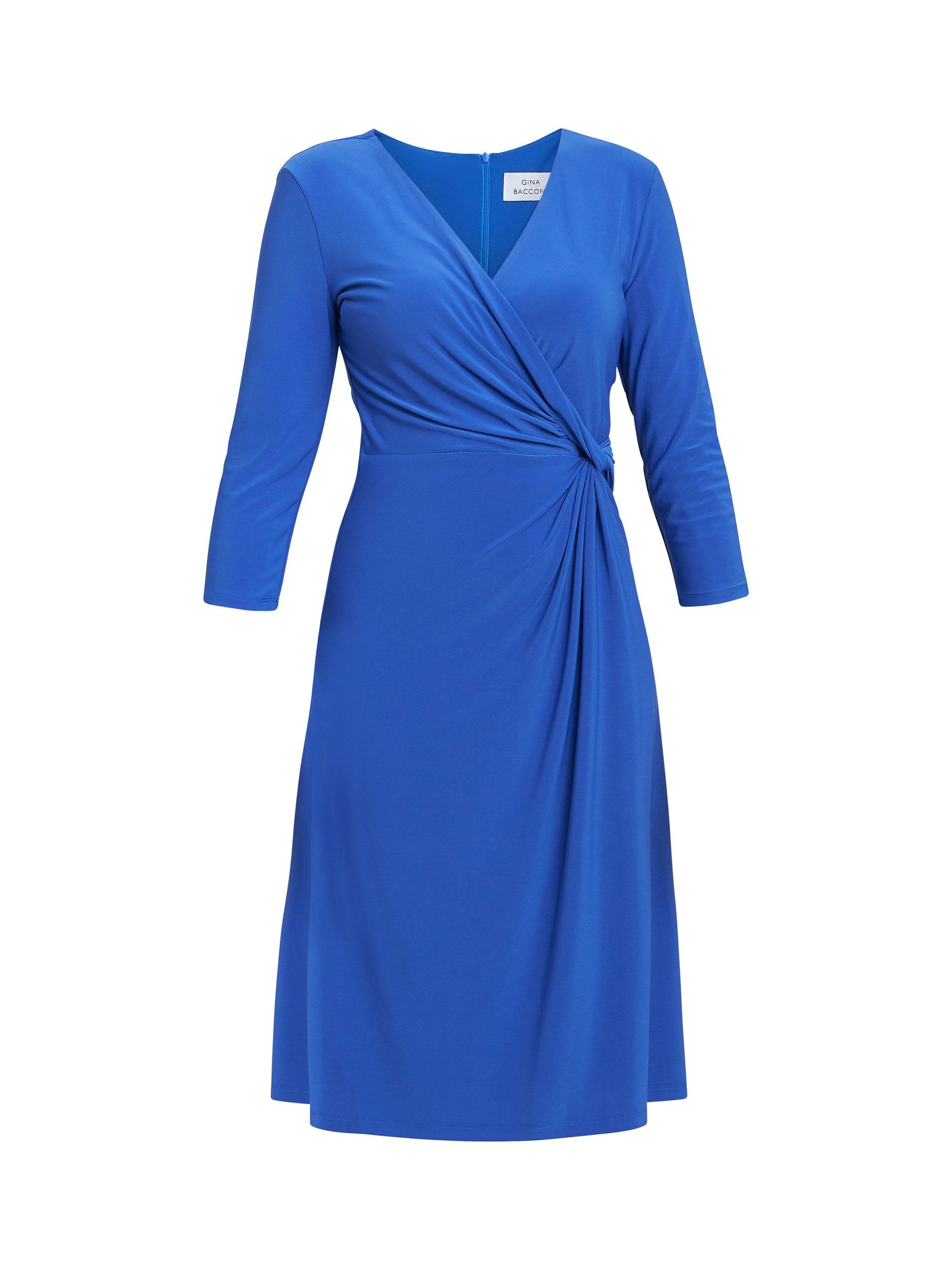 Product image 5 of 5, which shows Gina Bacconi Antonia Twist Detail Jersey Dress, Cobalt, 20