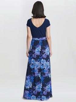 Gina Bacconi Carmen Printed Maxi With Tie Belt, Navy/Multi - view 2, Navy/Multi