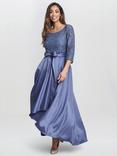 Gina Bacconi Leona Lace Bodice Satin Skirt Maxi Dress, Wedgewood