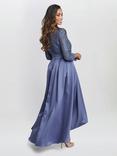 Gina Bacconi Leona Lace Bodice Satin Skirt Maxi Dress, Wedgewood