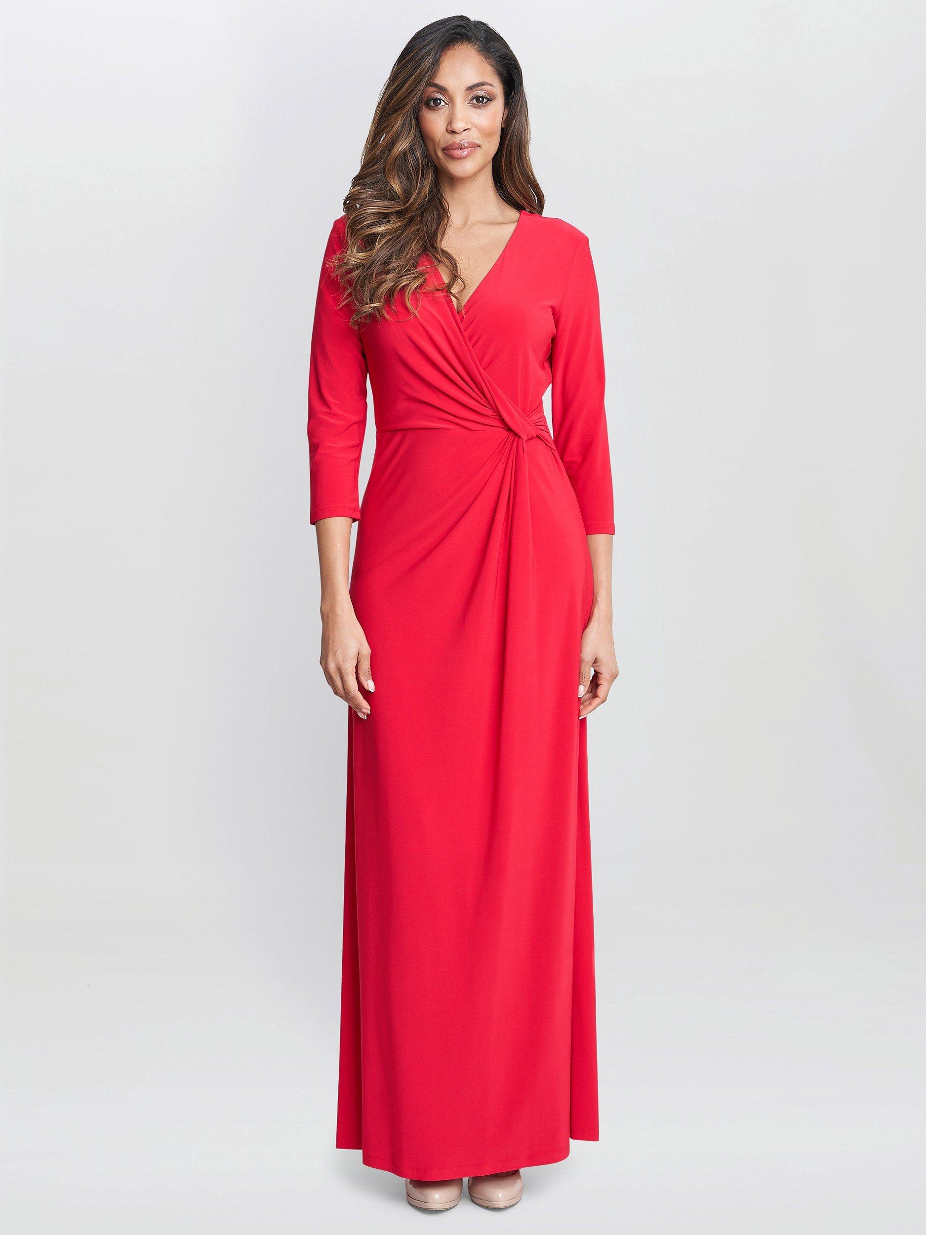 Product image 1 of 5, which shows Gina Bacconi Celine Jersey Wrap Maxi Dress, Red, 8