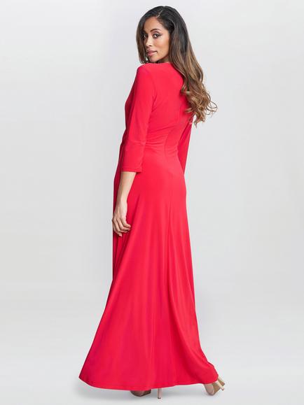 Gina Bacconi Celine Jersey Wrap Maxi Dress - view 2, Red