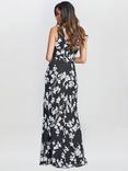 Gina Bacconi Flavia Floral Maxi Dress, Black/White