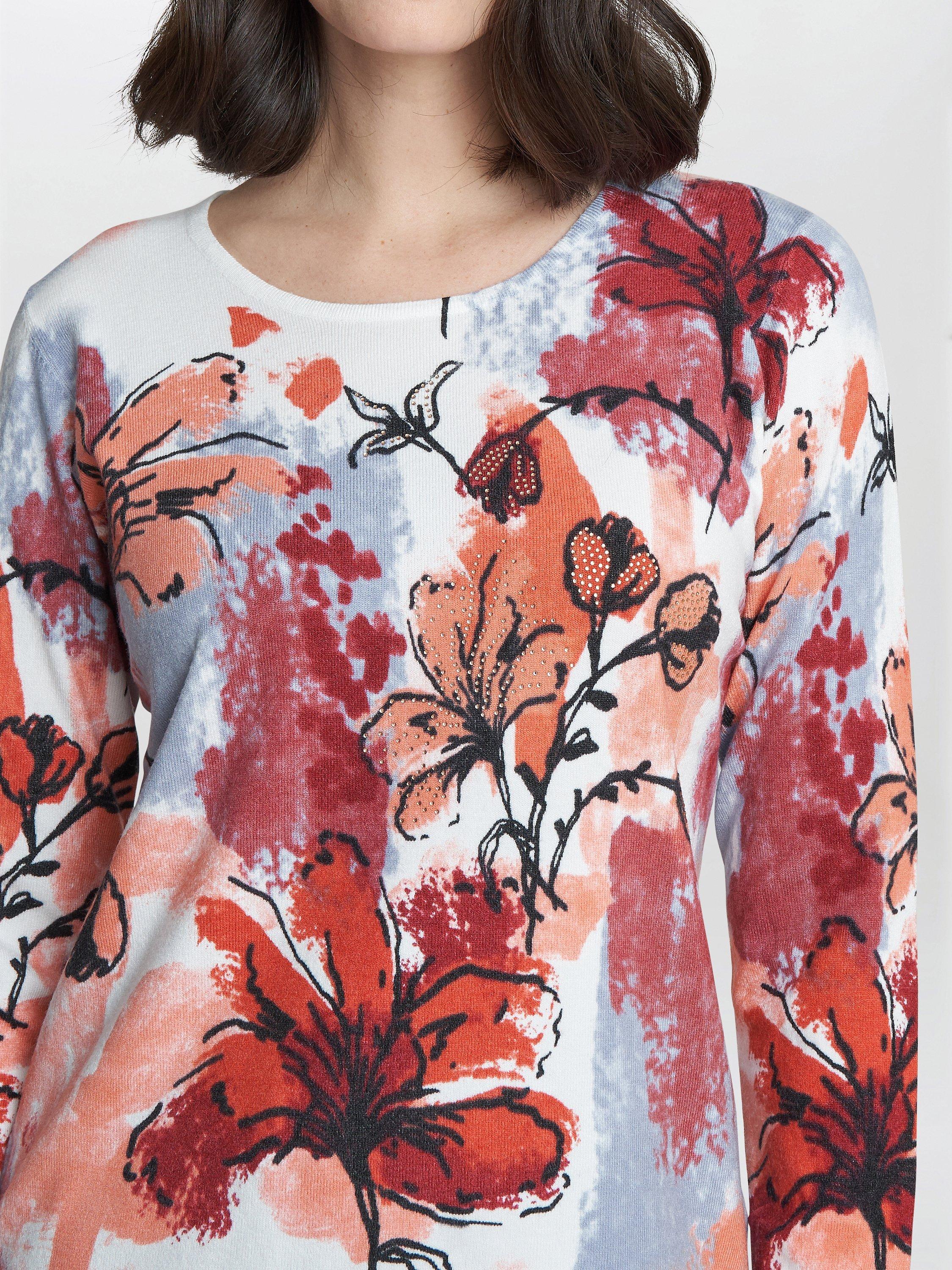 Product image 4 of 4, which shows Gina Bacconi Rosa Holiday Floral Jumper, Pink/Multi, S