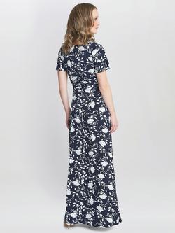 Gina Bacconi Faye Jersey Maxi Dress, Navy/White - view 2, Navy/White