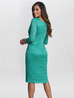 Gina Bacconi Melody Lace Wrap Dress, Turquoise - view 2, Jade