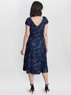 Gina Bacconi Abella Illusion Jewel Floral Dress, Navy - view 2, Navy
