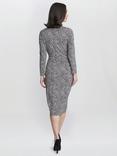 Gina Bacconi Janet Floral Ruched Waist Jersey Dress, Silver Grey
