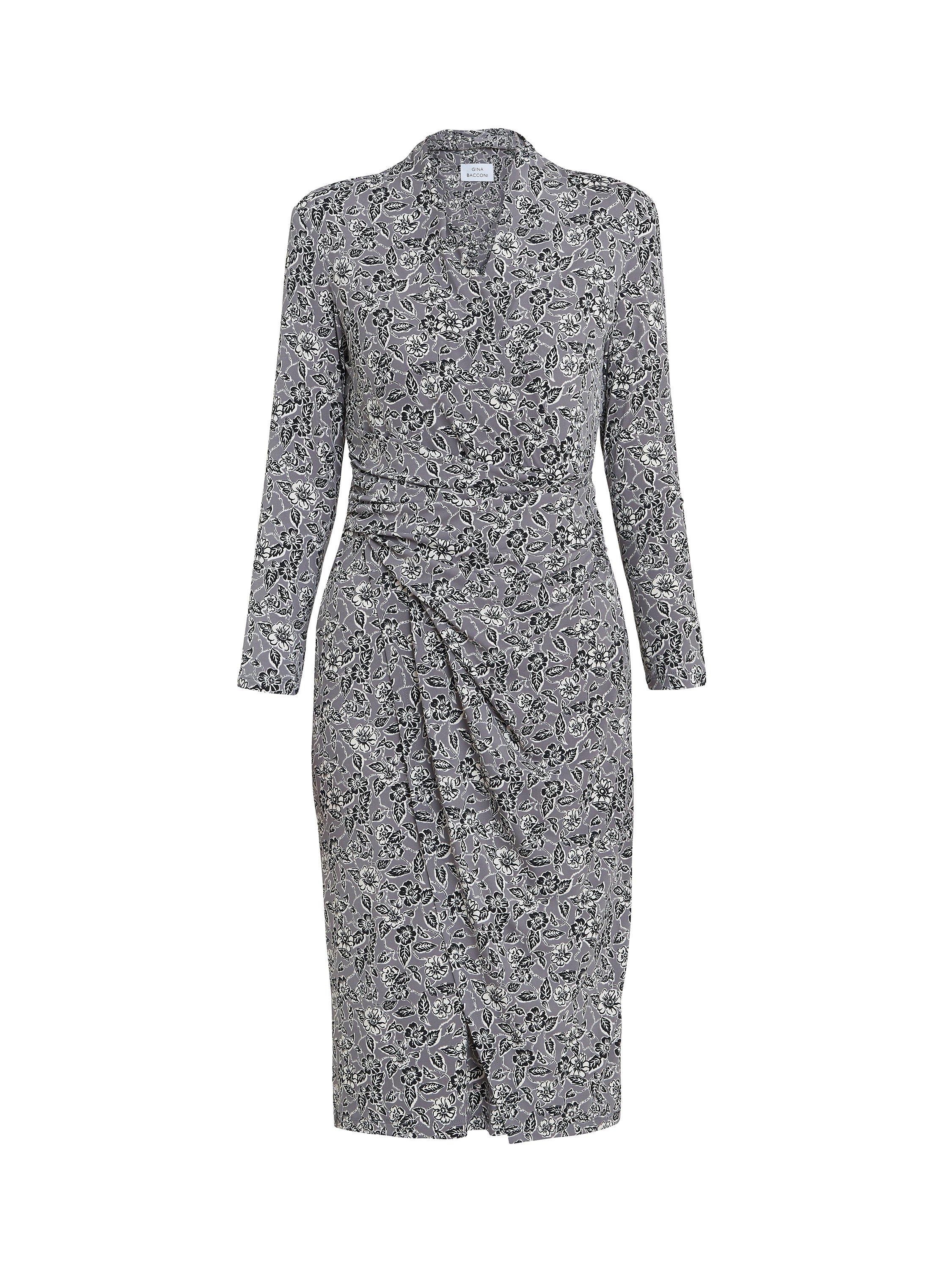 Product image 4 of 5, which shows Gina Bacconi Janet Floral Ruched Waist Jersey Dress, Silver Grey, 8