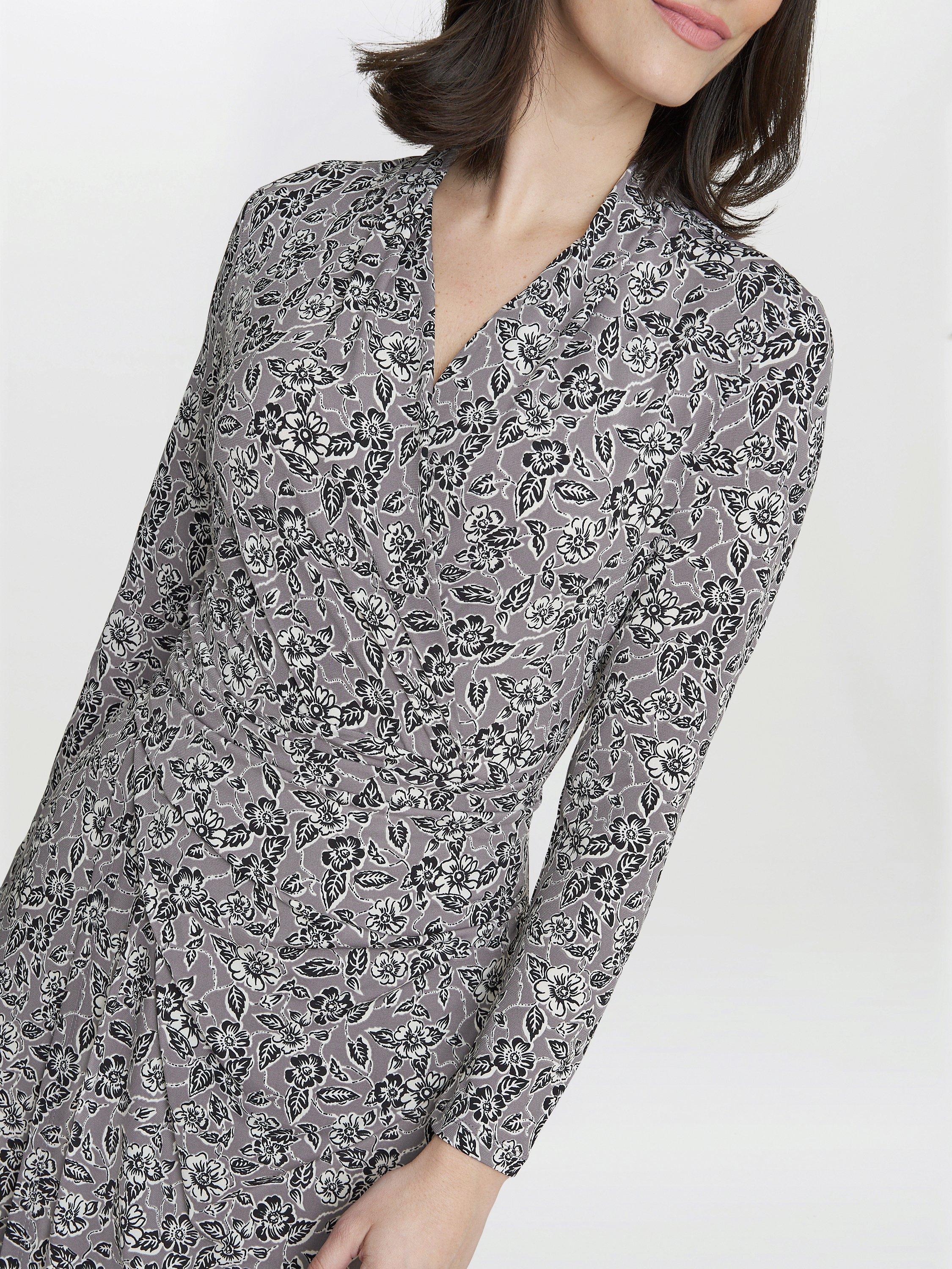 Product image 5 of 5, which shows Gina Bacconi Janet Floral Ruched Waist Jersey Dress, Silver Grey, 8