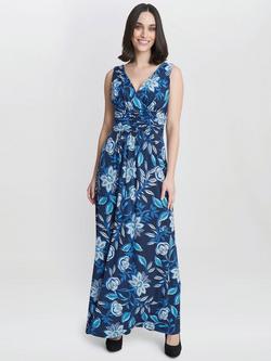 Gina Bacconi Heather Jersey Maxi Dress, Black/Teal, Black/Teal