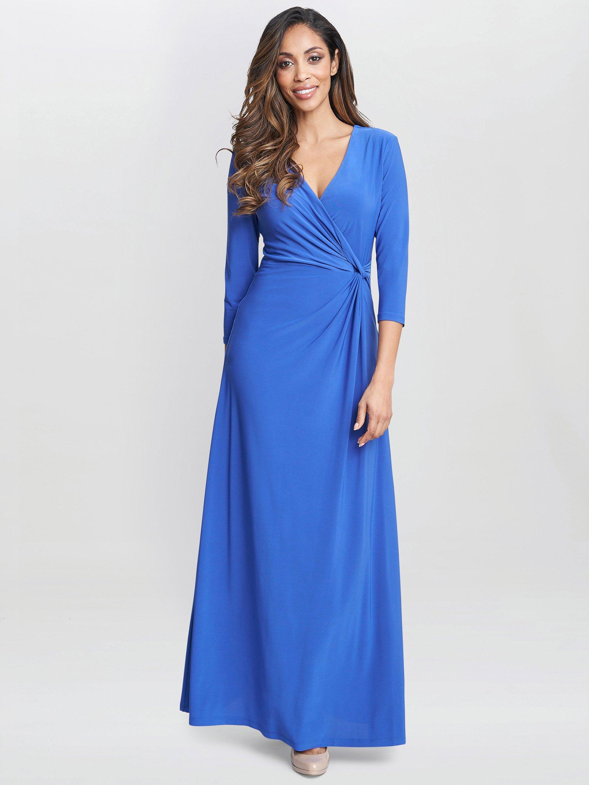 Gina Bacconi Celine Jersey Wrap Maxi Dress Cobalt