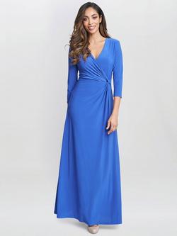 Gina Bacconi Celine Jersey Wrap Maxi Dress, Cobalt