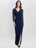 Gina Bacconi Isla Maxi Dress With Twist Front, Navy