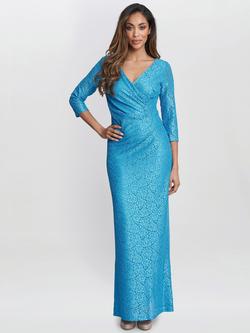 Gina Bacconi Fearne Lace Wrap Maxi Dress, Turquoise