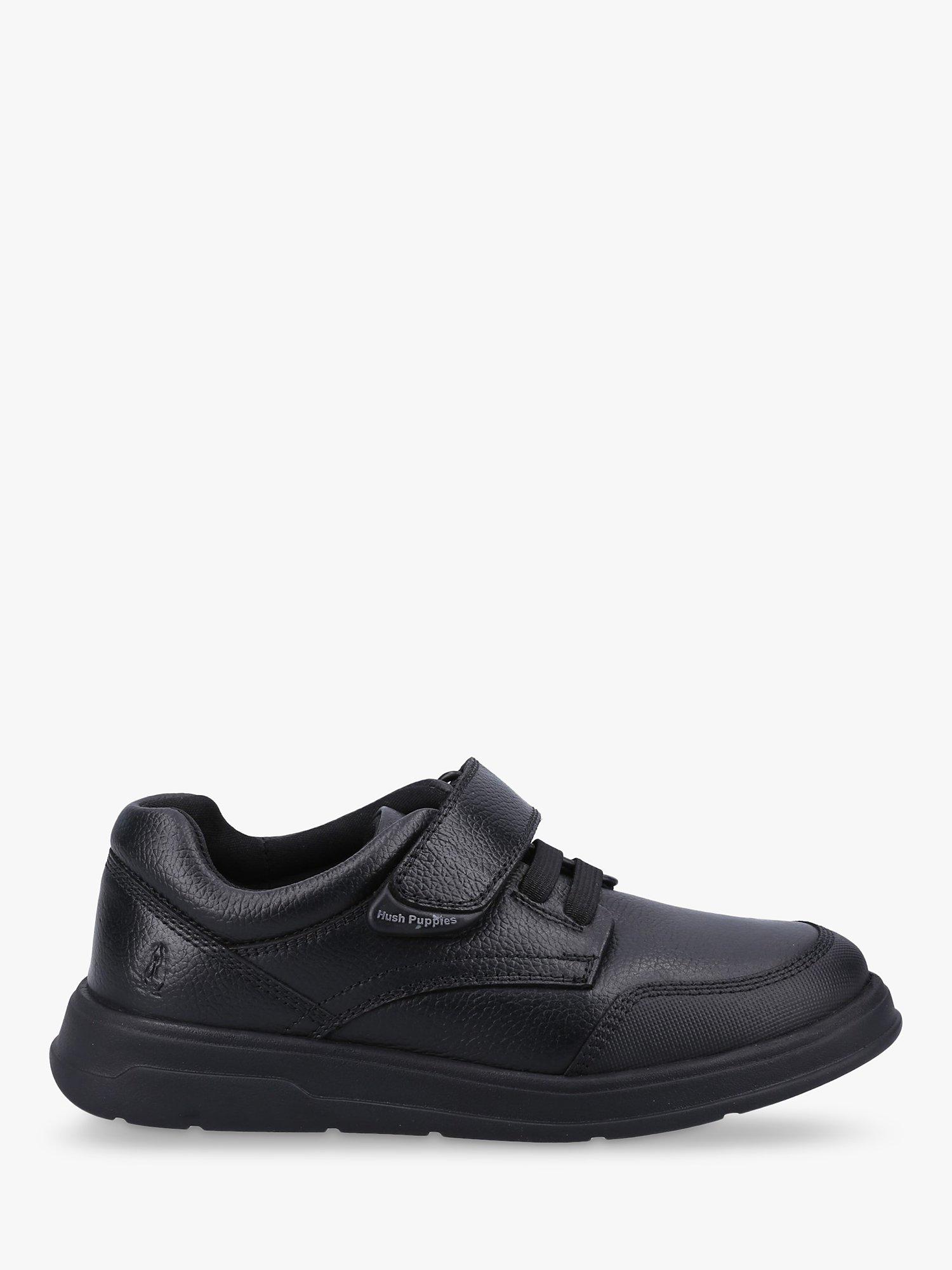 Hush Puppies Kids Rowan Leather Riptape School Shoes Black