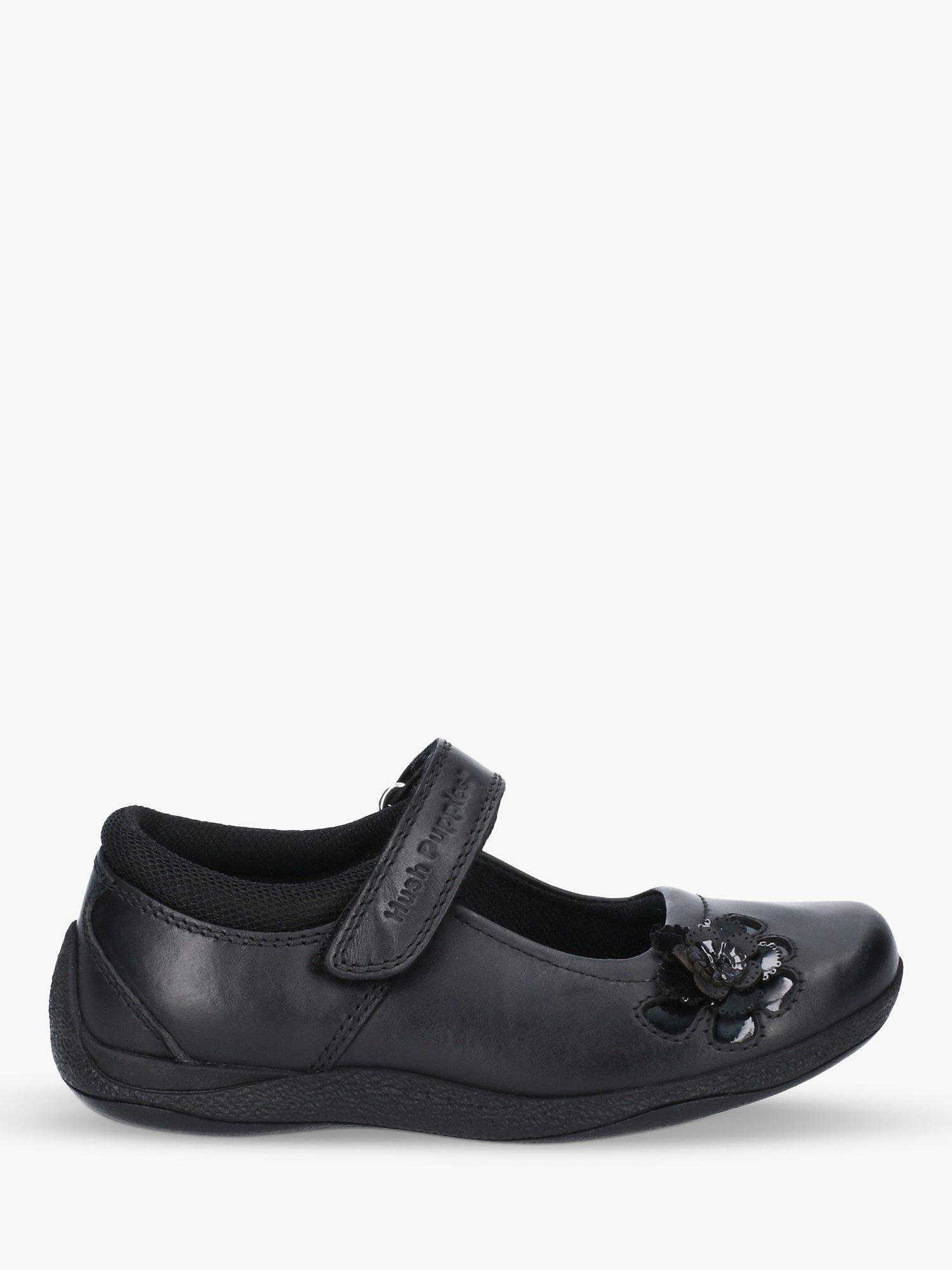 Product image 1 of 4, which shows Hush Puppies Kids' Jessica Senior Leather Mary Jane Shoes, Black, 7 Jnr