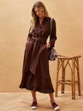 Brora Linen Midi Shirt Dress, Chocolate