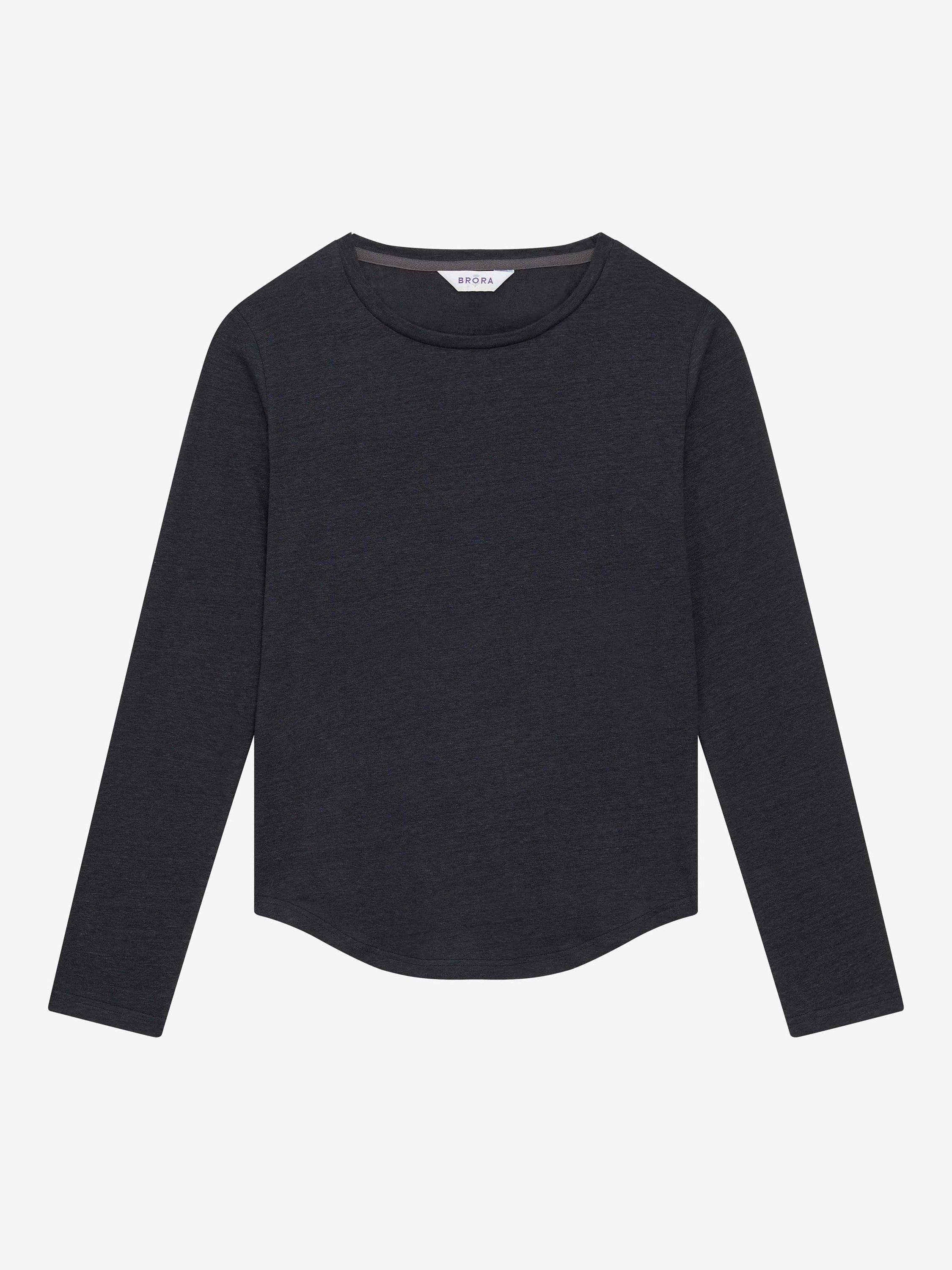 Product image 5 of 5, which shows Brora Linen Knit Boat Neck Long Sleeve Top, Ink, 12