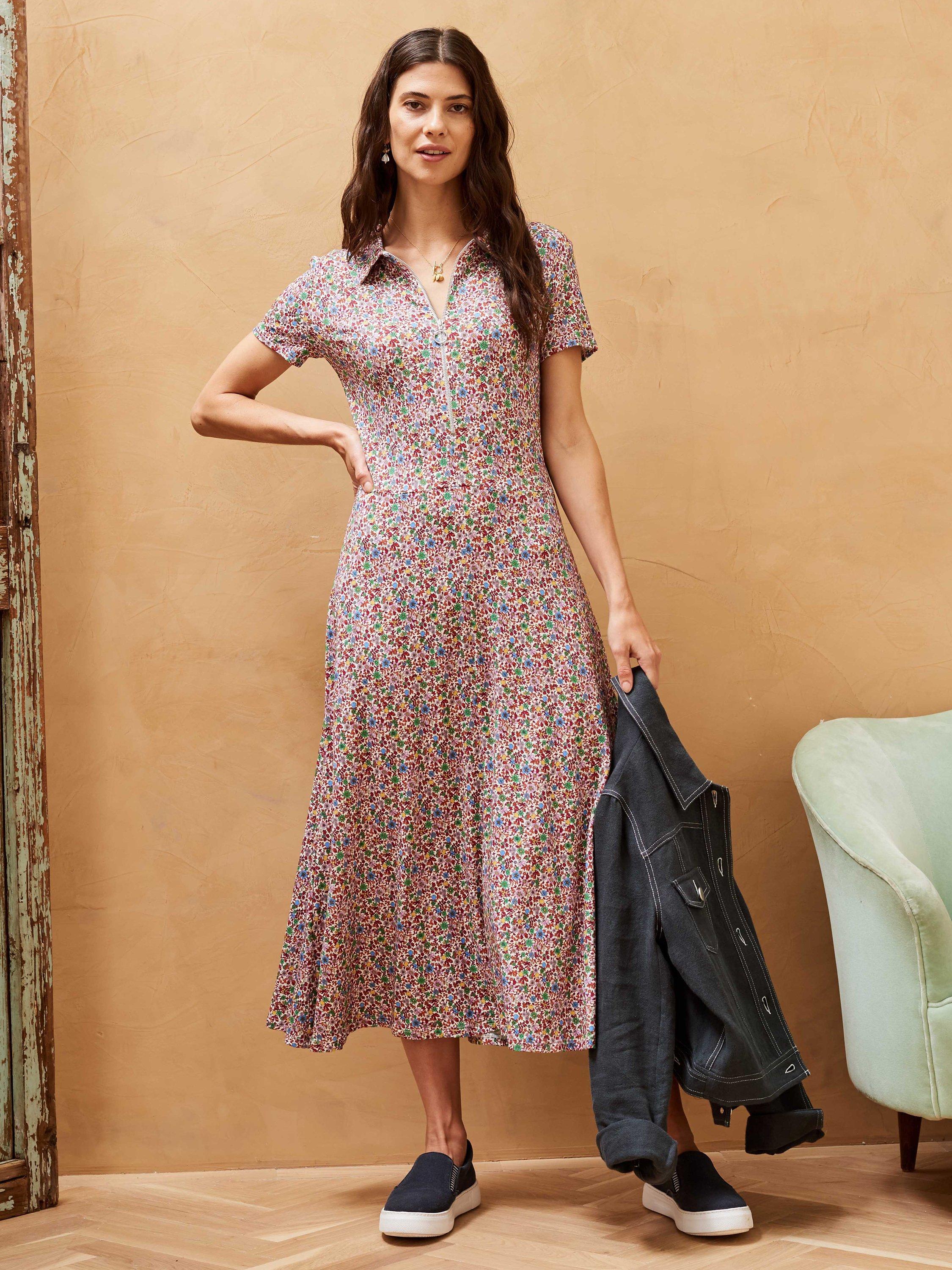 Brora Liberty Floral Print Jersey Midi Dress Henna Garden