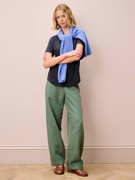 Brora Linen T-Shirt - view 2, Ink