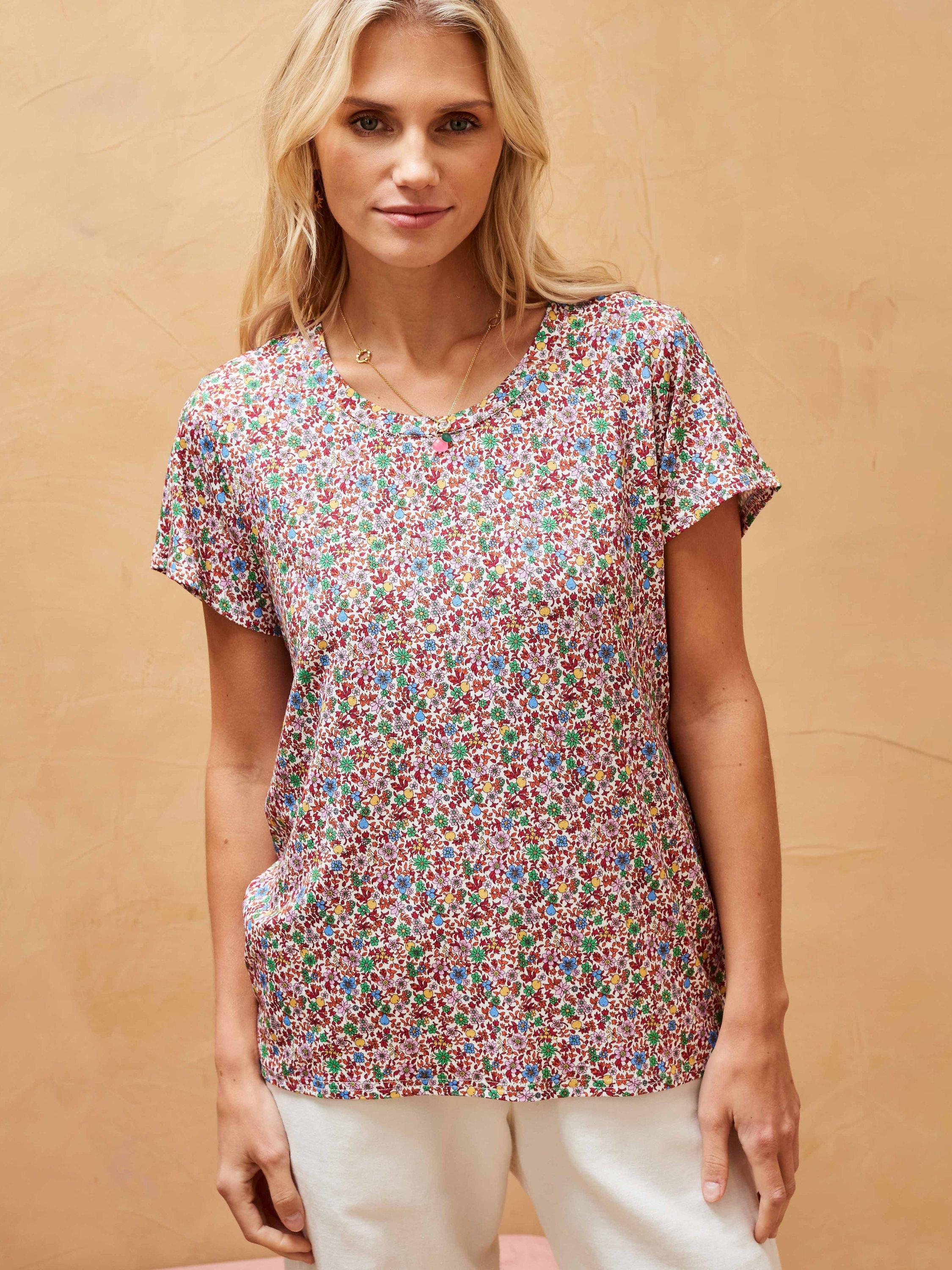 Brora Liberty Floral Print Jersey Top, Henna Garden