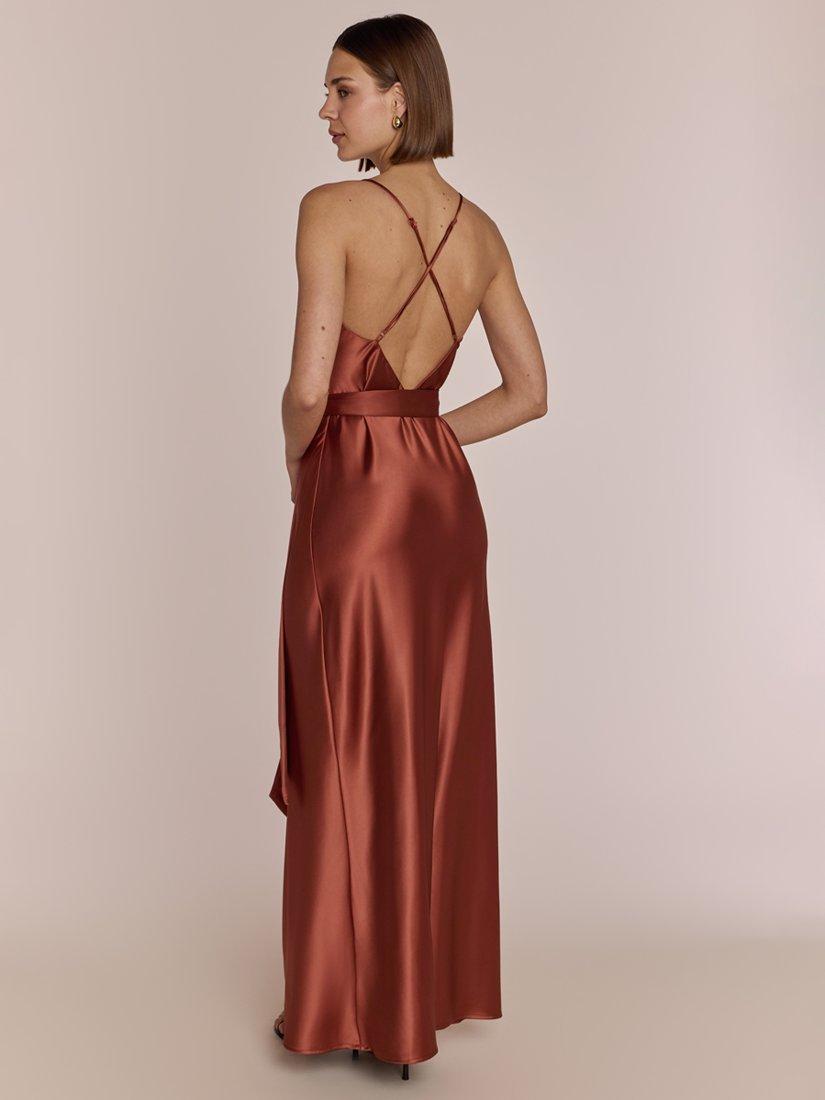 Product image 9 of 9, which shows Rewritten Brooklyn Satin Slip Maxi Dress, Terracotta, XS