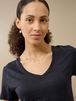 Brora Linen V-Neck T-Shirt - view 2, Ink