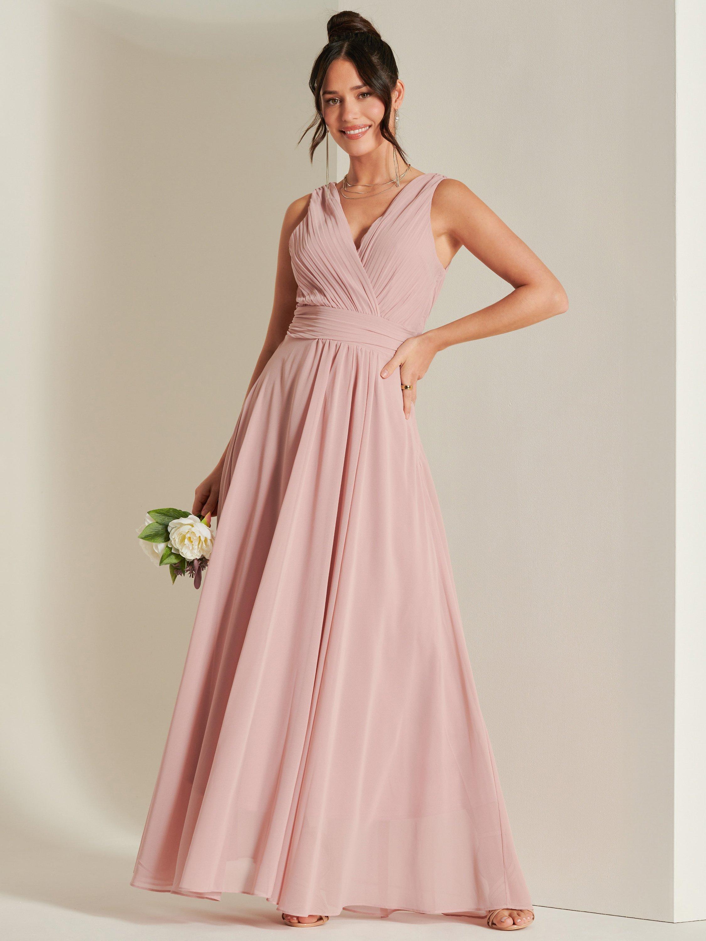 Pink wrap bridesmaid dress online