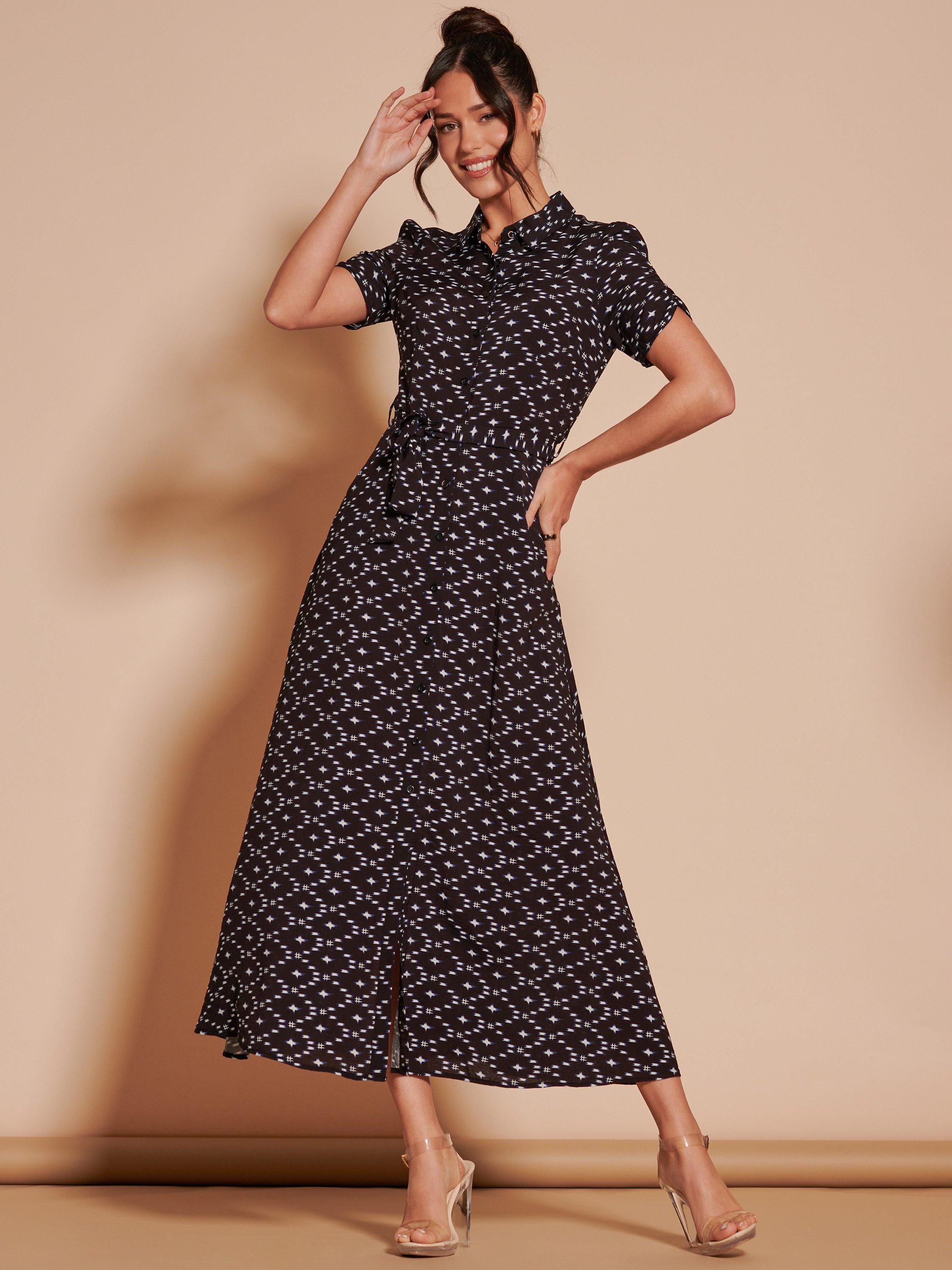 Jolie Moi Sadie Shirt Maxi Dress, Black