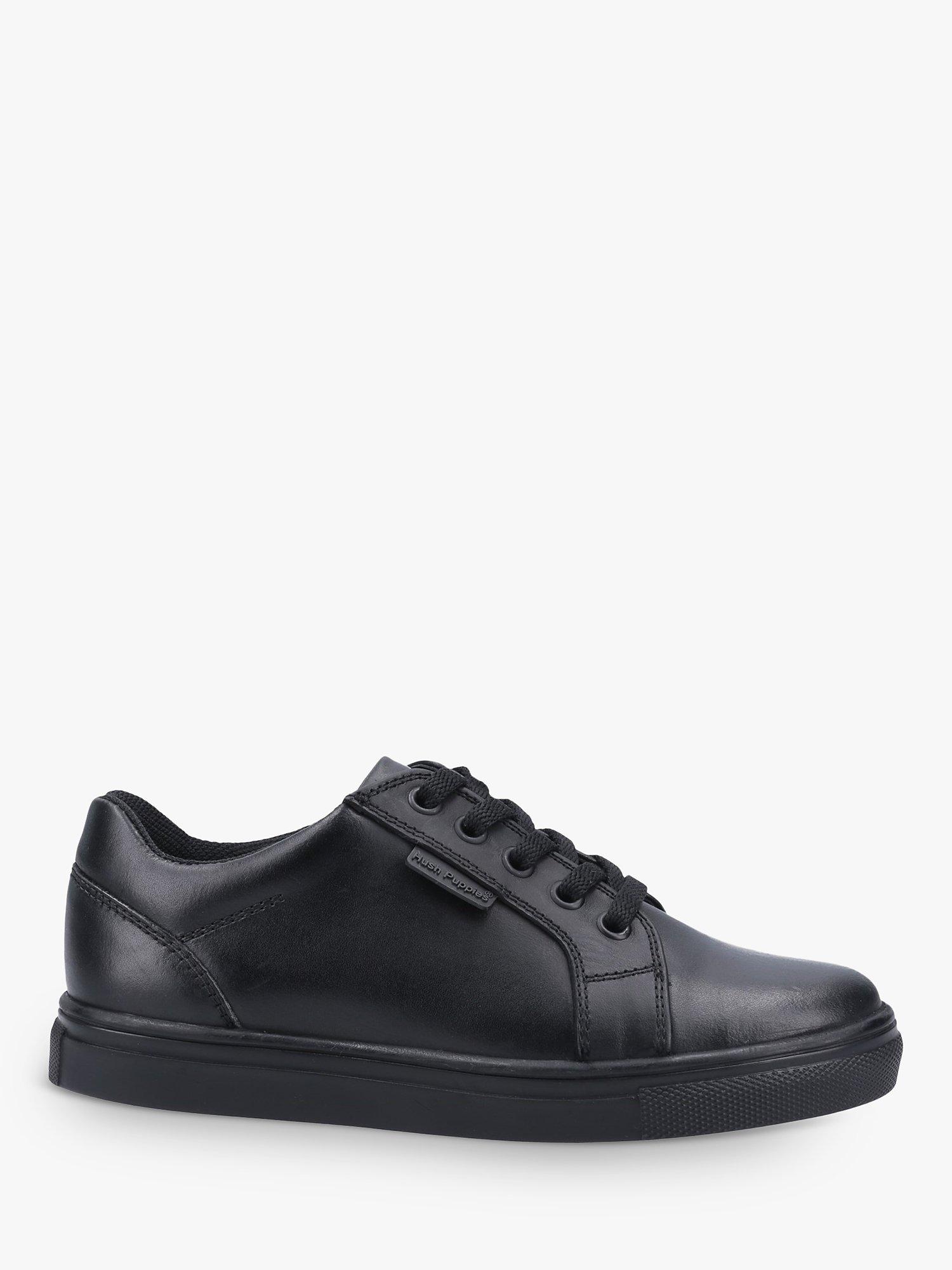 Product image 1 of 4, which shows Hush Puppies Kids' Sam Junior Leather School Shoes, Black, C10
