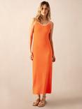 Ro&Zo Contrast Trim Rib Knit Maxi Dress, Orange