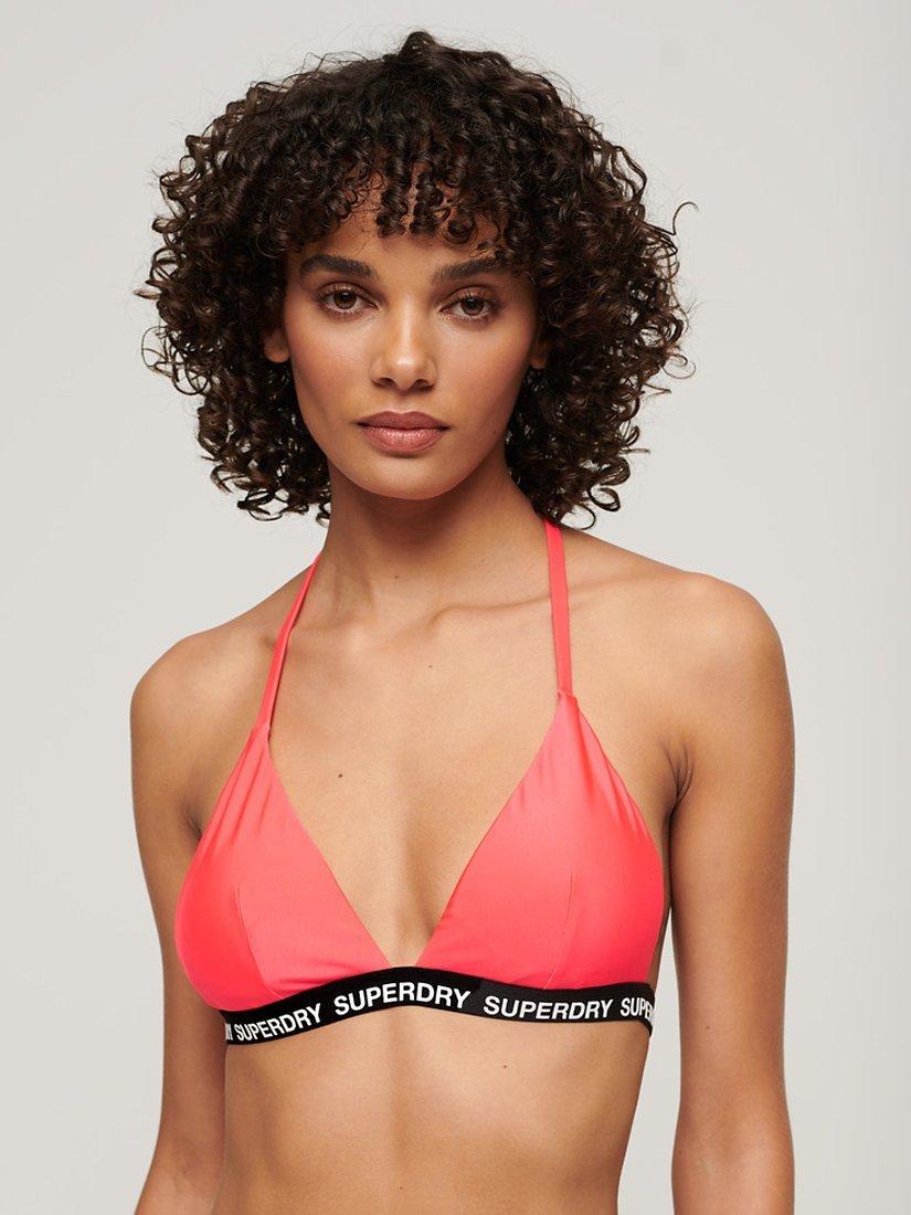 Product image 1 of 5, which shows Superdry Triangle Elastic Bikini Top, Hyper Fire Pink, 16