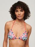 Superdry String Triangle Bikini Top, Pink Bandana/Multi