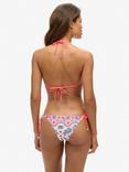 Superdry String Triangle Bikini Top, Pink Bandana/Multi