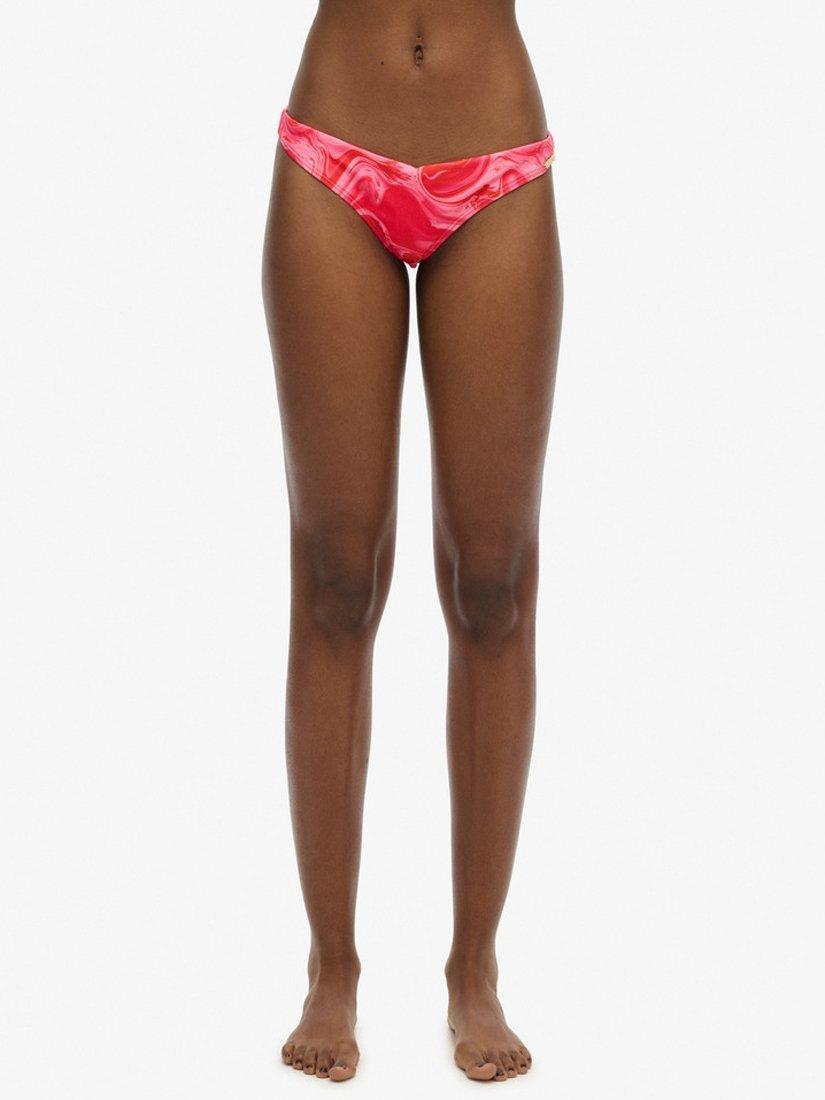 Product image 2 of 5, which shows Superdry Printed Cheeky Bikini Bottoms, Malibu Pink Marble, 8
