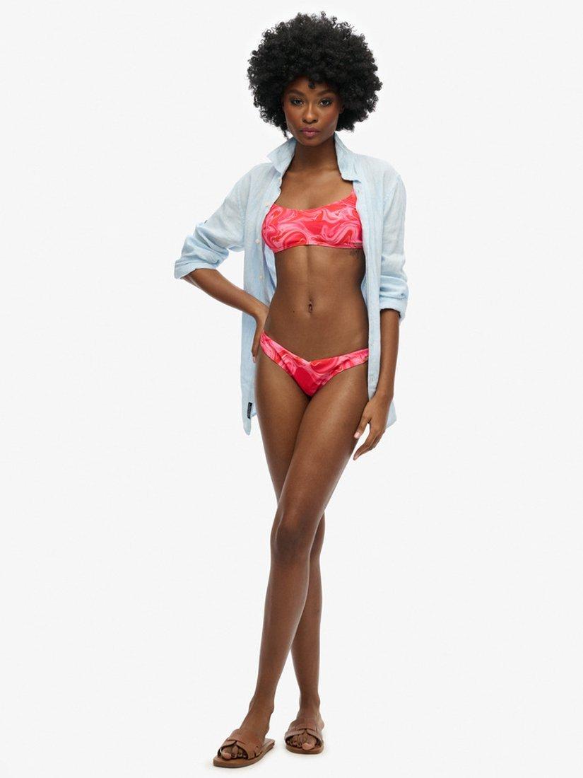 Product image 3 of 5, which shows Superdry Printed Cheeky Bikini Bottoms, Malibu Pink Marble, 8