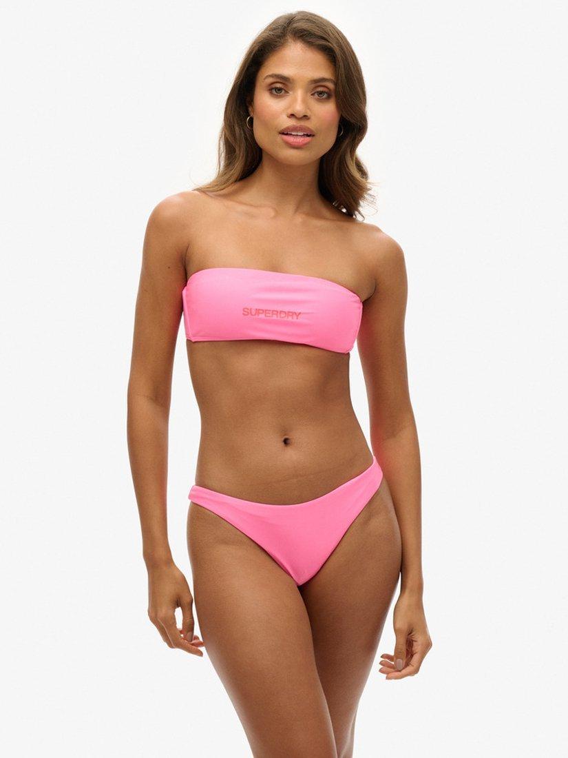 Product image 1 of 4, which shows Superdry Logo Brazilian Bikini Briefs, Paparazzi Pink, 8