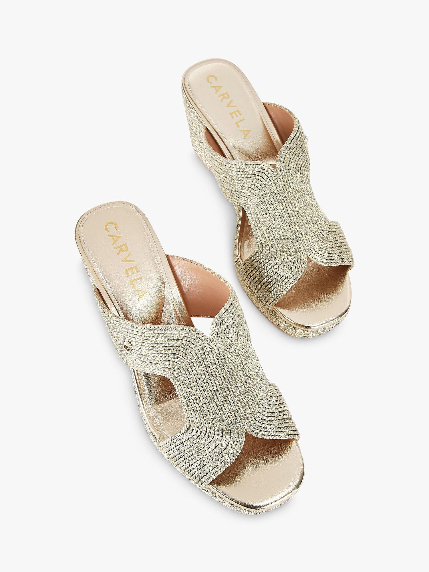 Product image 3 of 5, which shows Carvela Gala Wedge Heel Sandals, Gold, 3