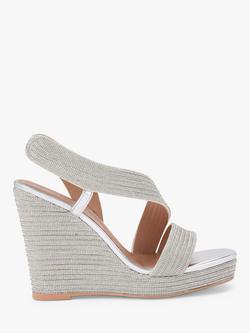 Carvela Gala Wedge Jewel Wedge Heel Espadrilles, Silver, Silver