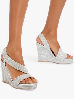 Carvela Gala Wedge Jewel Wedge Heel Espadrilles, Silver - view 2, Silver