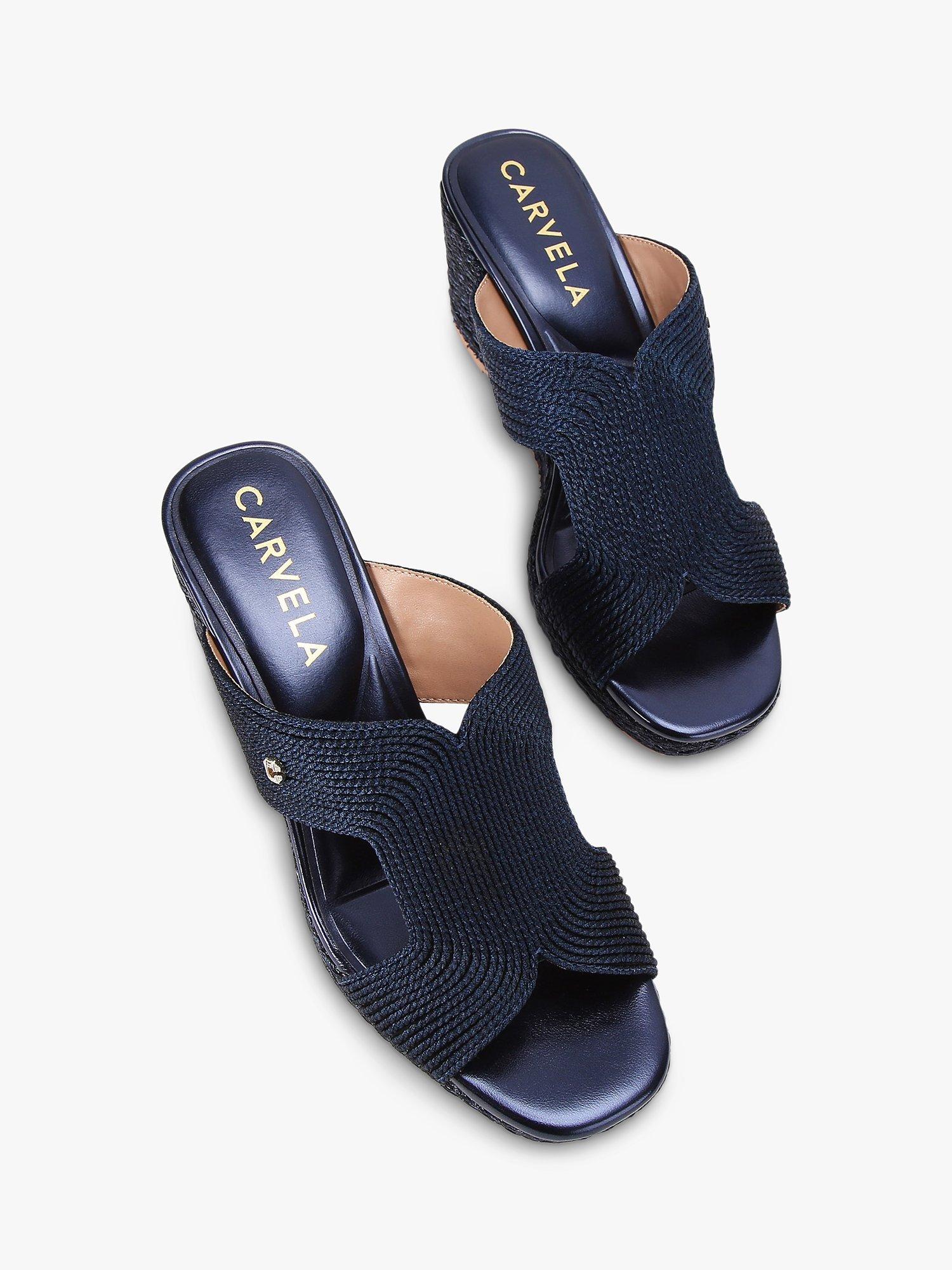 Product image 3 of 5, which shows Carvela Gala Wedge Heel Sandals, Blue Navy, 3