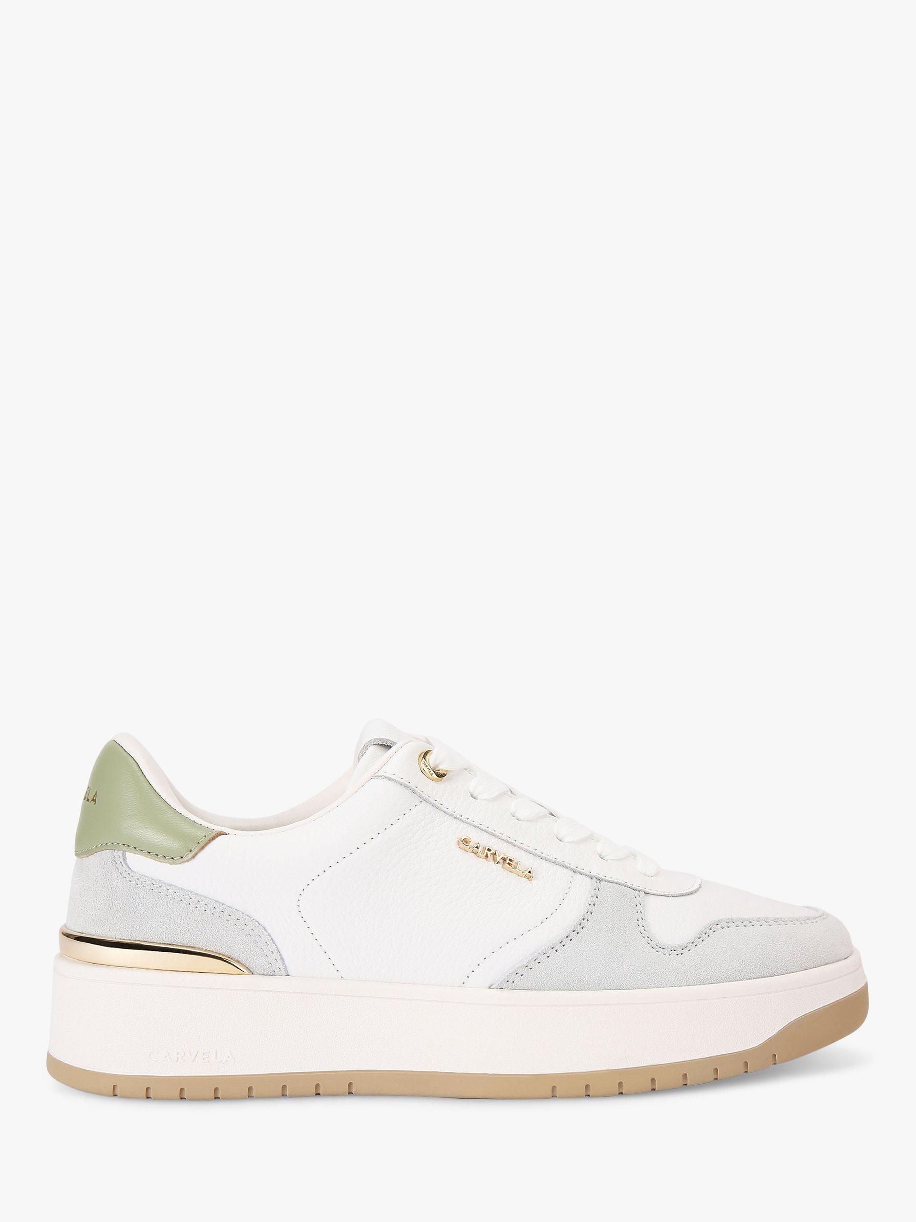 Carvela Charm Leather Trainers, Green/White