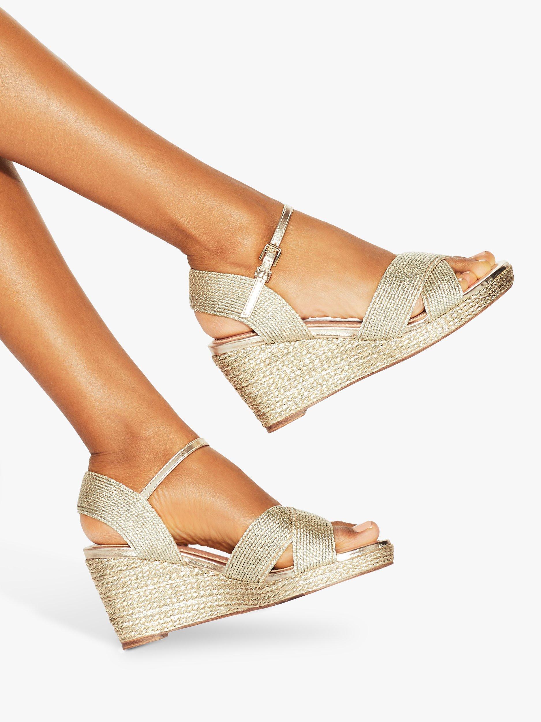 Product image 2 of 5, which shows KG Kurt Geiger Dreya Wedge Heel Sandals, Gold, 5