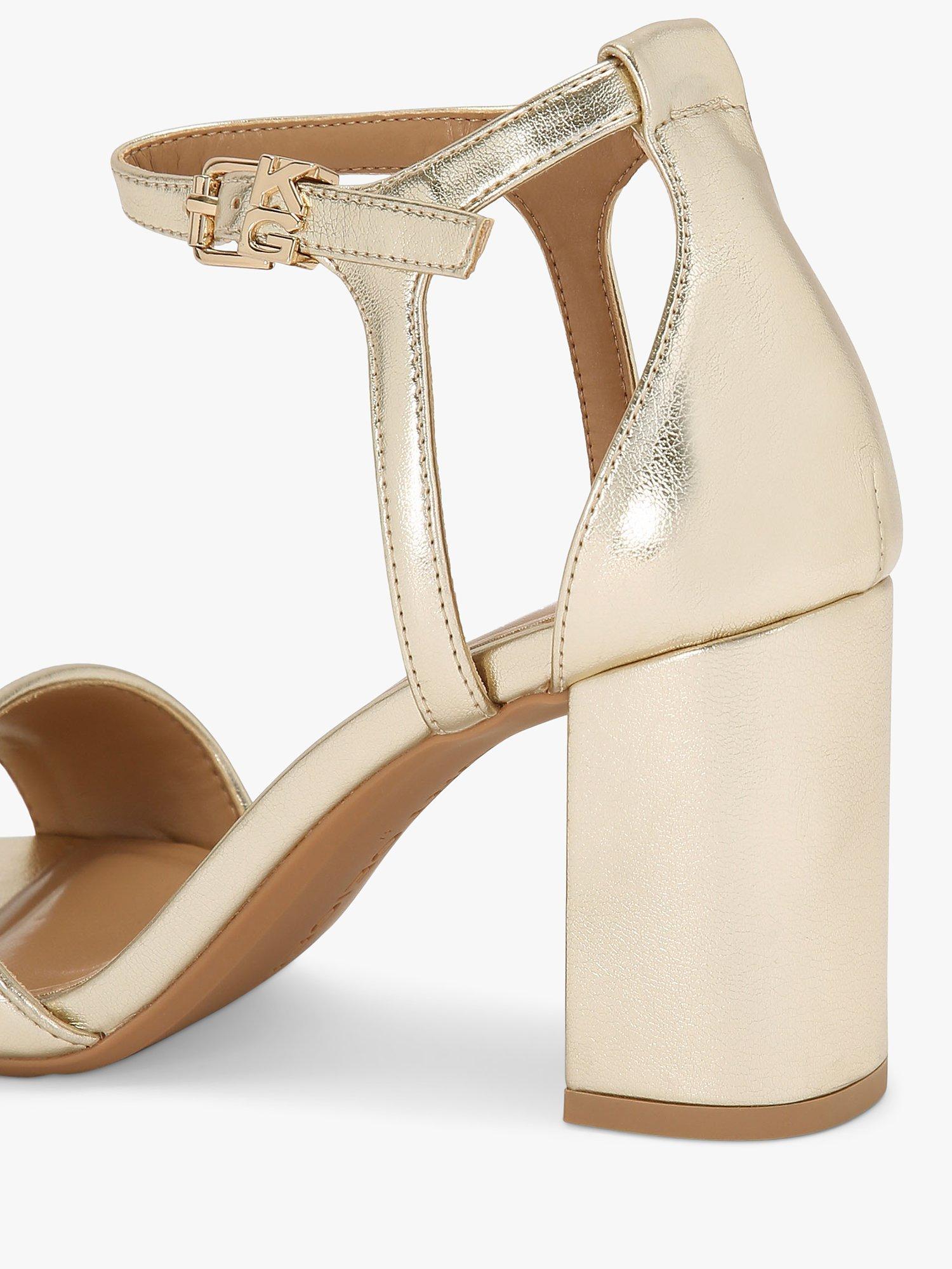 KG Kurt Geiger Faryn 2 Block Heel Sandals, Gold, 6