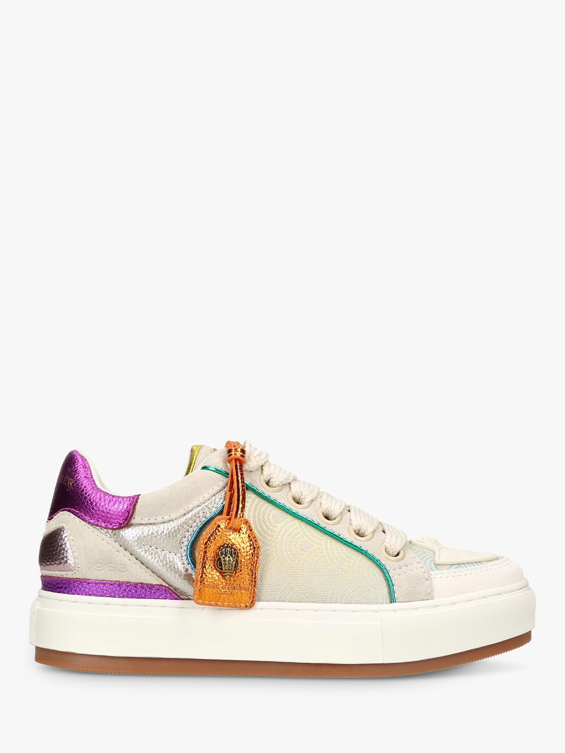 Product image 1 of 5, which shows Kurt Geiger London Southbank Tag Leather Trainers, Multi, 3