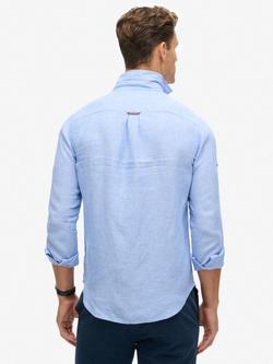 Superdry Casual Linen Long Sleeve Shirt - view 2, Light Blue Chambray