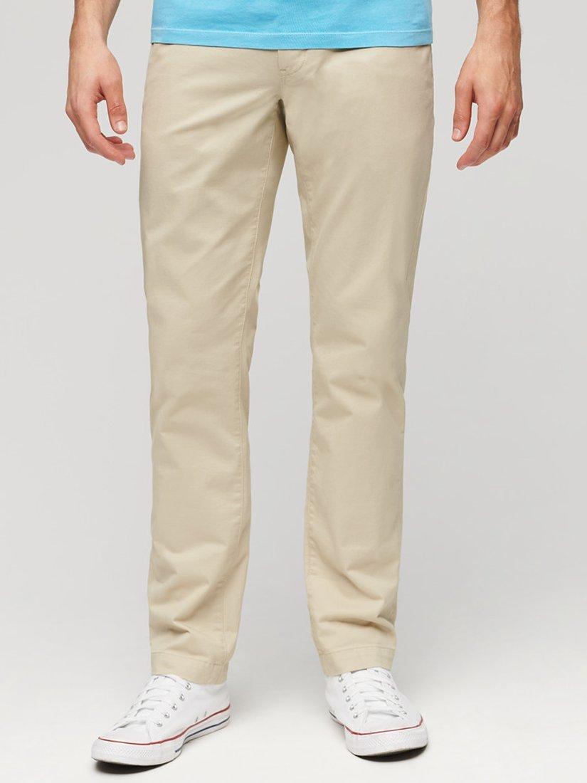 Product image 1 of 6, which shows Superdry Slim Tapered Stretch Chinos, Pelican Beige, W30/L30